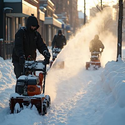 Снегоуборщик в работе